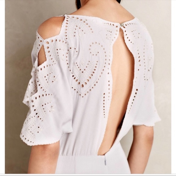 ANTHROPOLOGIE Acacia Embroidered Eyelet Wide Leg Jumpsuit by Elevenses NWOT - Picture 4 of 7